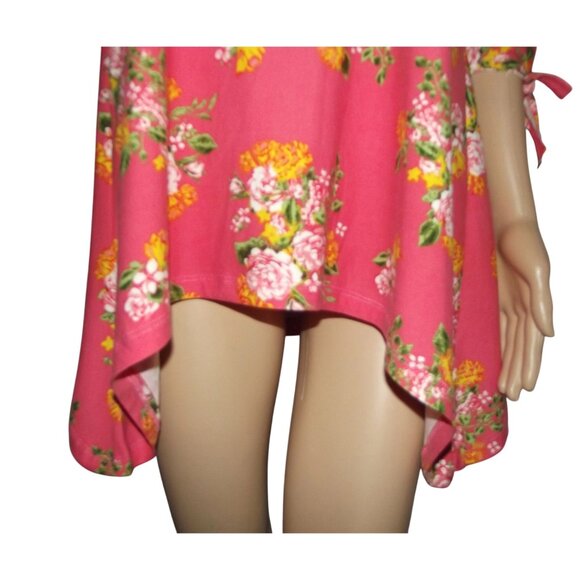 Bobbie Brooks Top Womens Size Small Pink Gold Floral sharkbite hem hanky - Picture 6 of 12